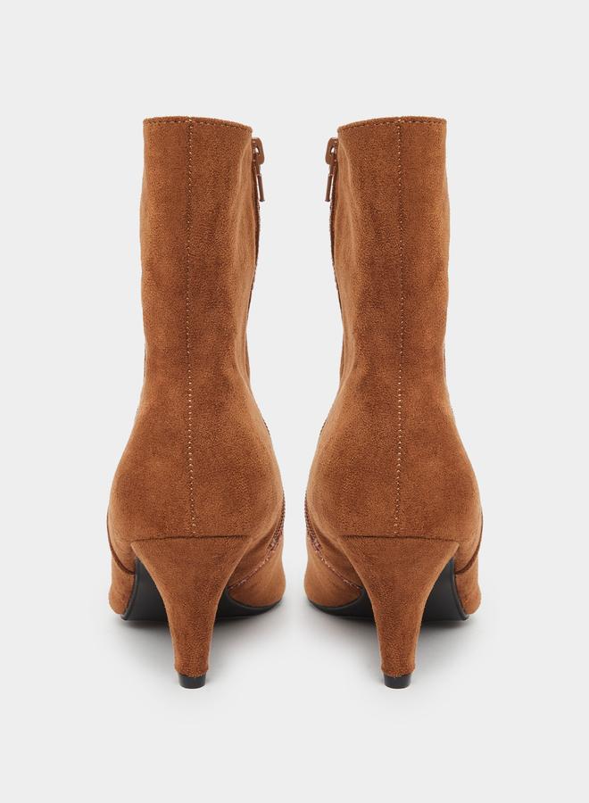 Styli Women Brown Suede Ankle Boots - Image 5